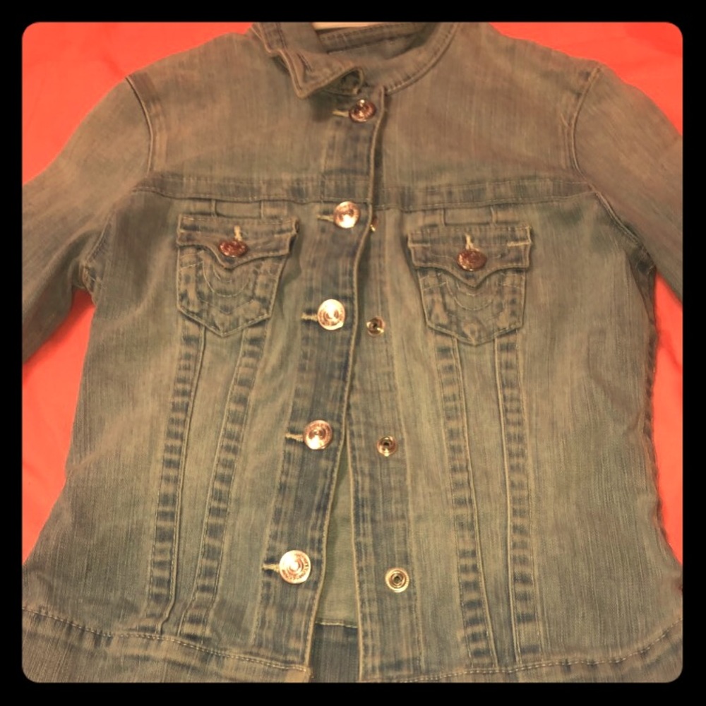 True Religion Blue Jean distress jacket.